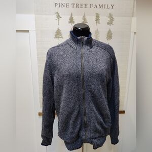 Ike Behar Men’s Medium Blue Marl Sherpa Lined Full Zip Mock Neck Knit Sweater